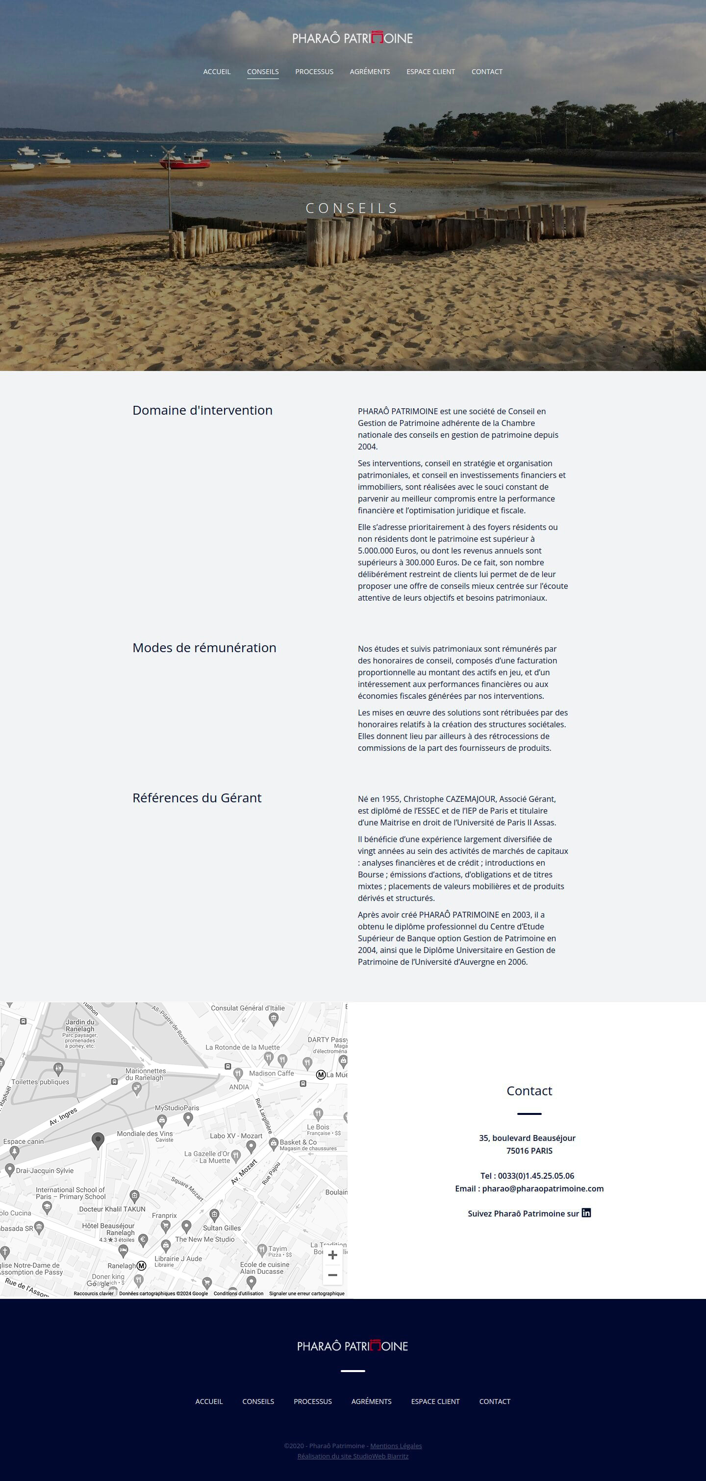 Pharao Patrimoine Developpement site internet Drupal 10 Biarritz