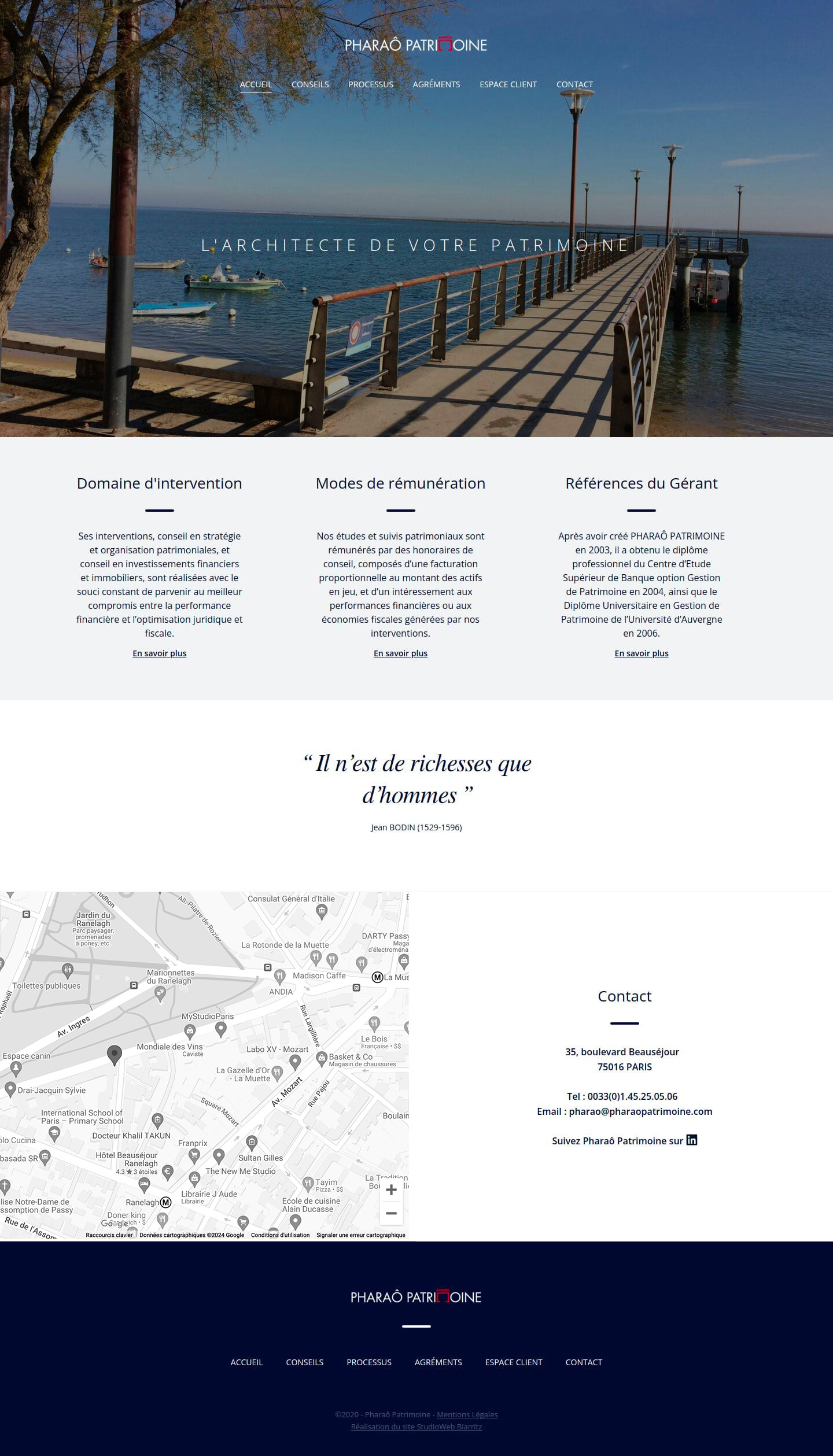 Pharao Patrimoine Developpement site internet Drupal 10 Biarritz